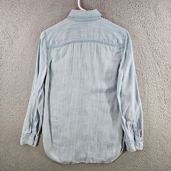 Talbots Womens Small Light Wash Lyocell Denim Look Button Down Shirt Long Sleeve - Picture 6 of 9